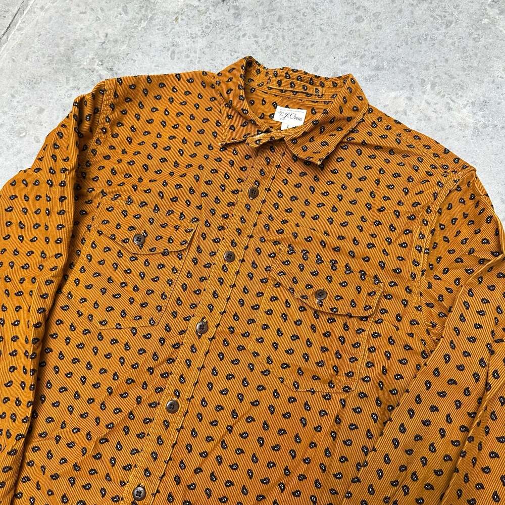 J.Crew Yellow Corduroy Paisley Button Down Shirt - Large